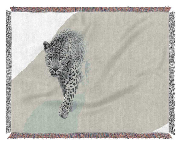 Leopard In The Mist Woven Blanket