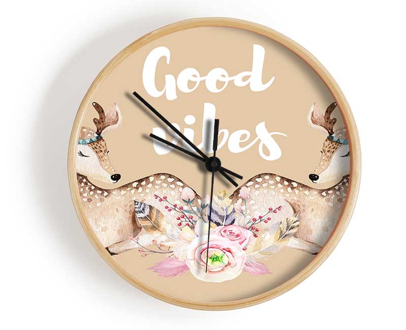 Good Vibes Woodland Animals Clock - Wallart-Direct UK