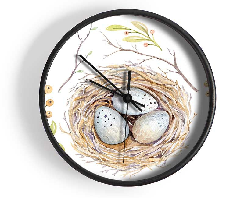 Three Eggs In A Nest Clock - Wallart-Direct UK