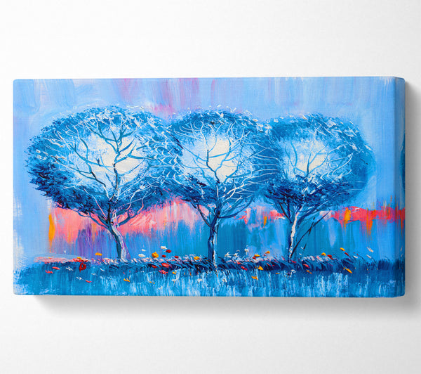 Three Blue Winter Trees