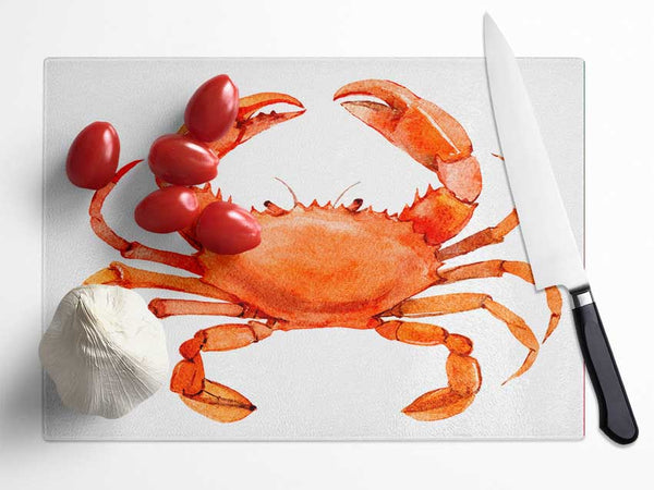 Watercolour Crab Glass Chopping Board