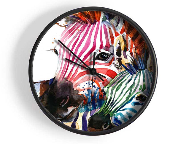 Multicoloured Rainbow Zebra Clock - Wallart-Direct UK