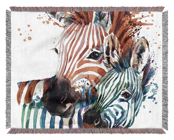 Multicoloured Rainbow Zebra Woven Blanket