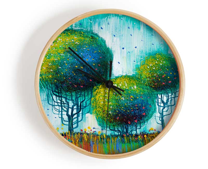 Three Round Trees Clock - Wallart-Direct UK