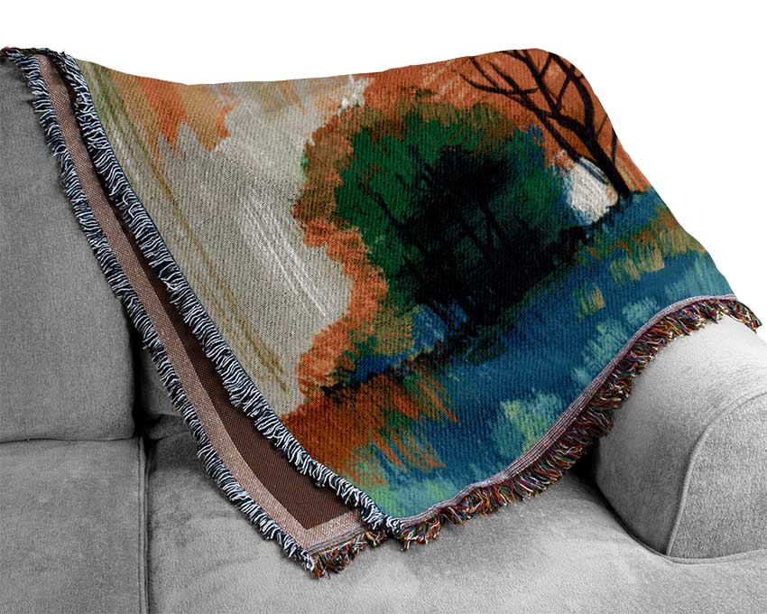 Autumn Vibrant Trees Woven Blanket