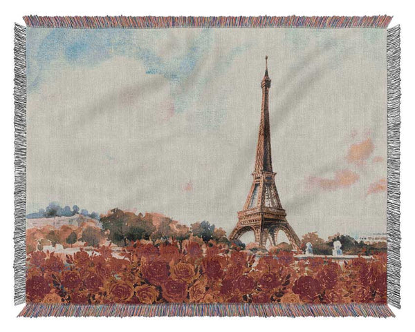 The Eiffel Tower Roses Woven Blanket