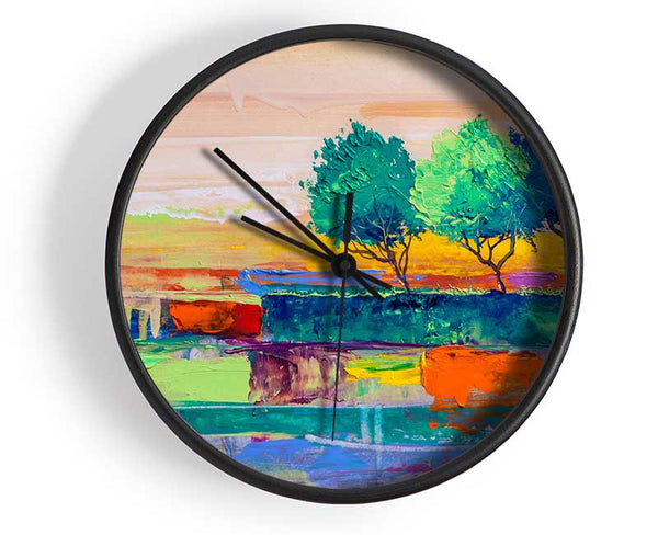 Three Trees In The Wind Clock - Wallart-Direct UK