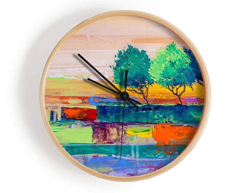 Three Trees In The Wind Clock - Wallart-Direct UK