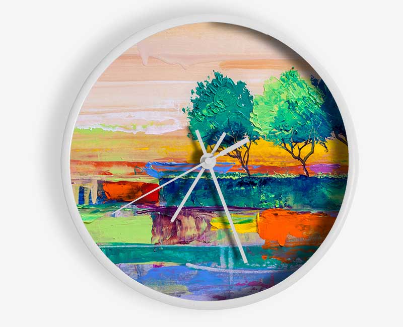 Three Trees In The Wind Clock - Wallart-Direct UK