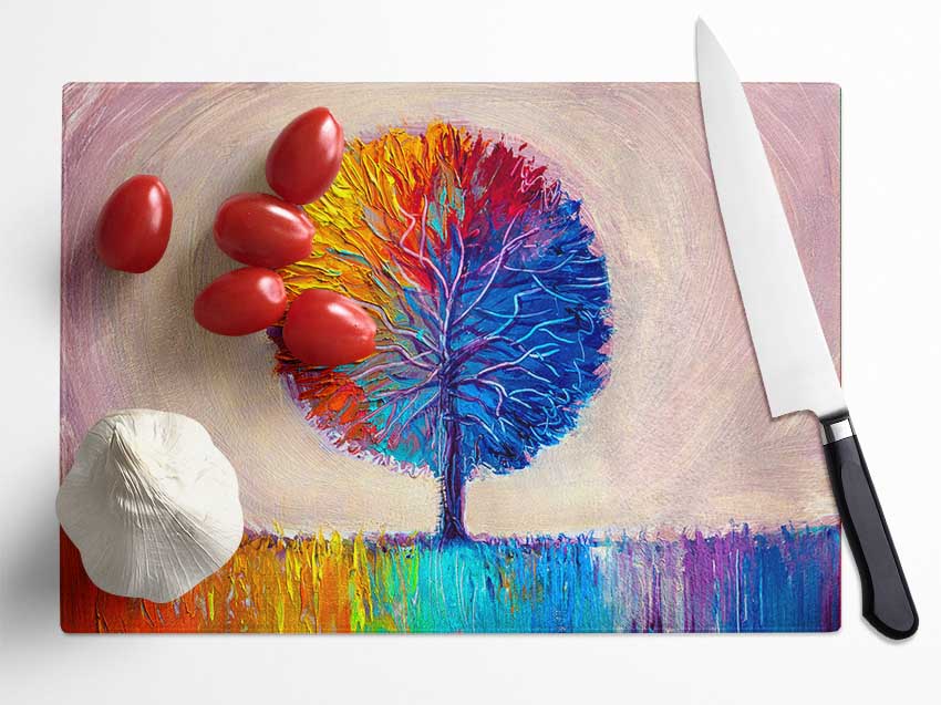 Lone Tree Rainbow Glass Chopping Board