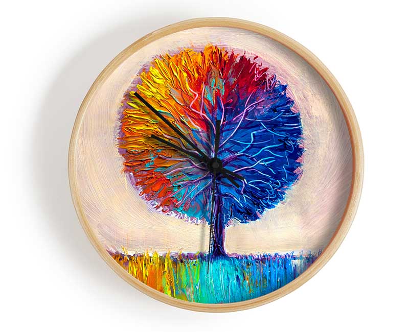 Lone Tree Rainbow Clock - Wallart-Direct UK