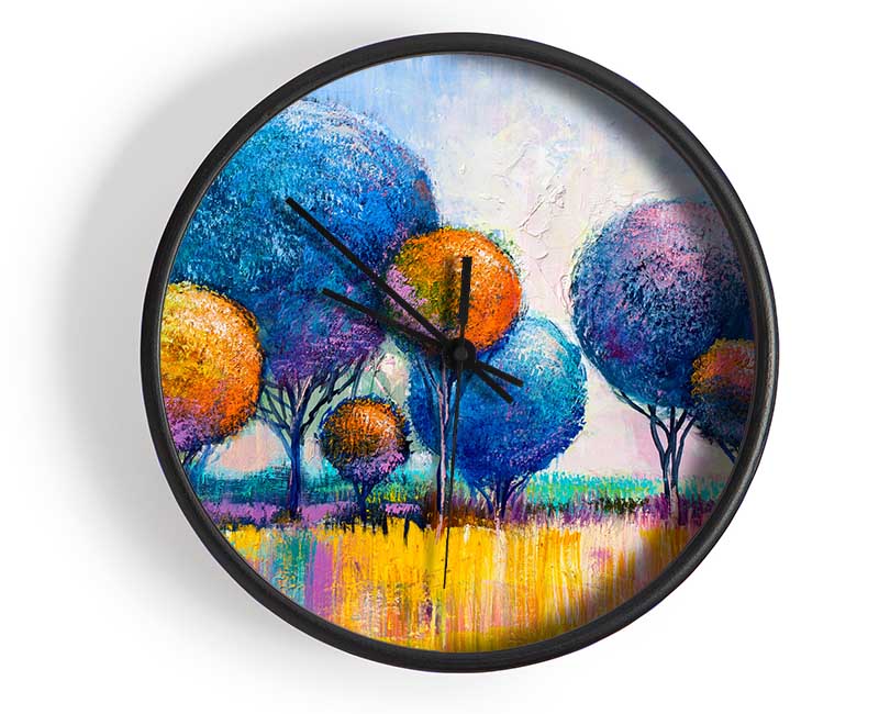 Circular Trees In The Meadow Clock - Wallart-Direct UK