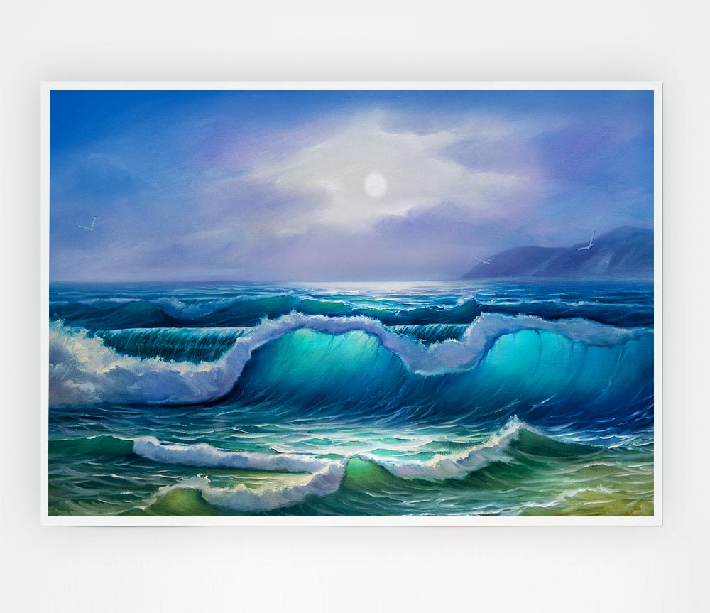 Waves Off The Coast Print Poster Wall Art