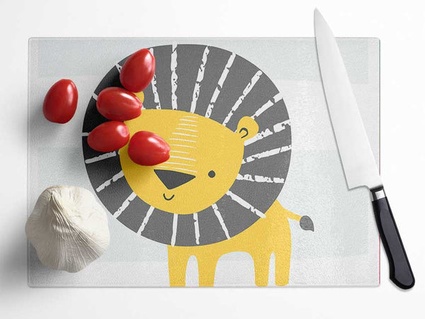 Lion In Stripes Glass Chopping Board