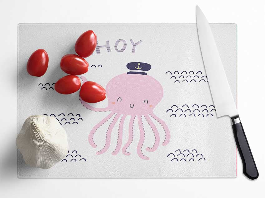 Ahoy Octopus Glass Chopping Board