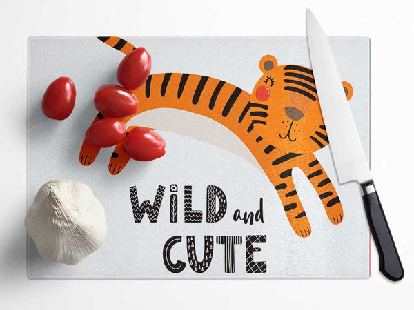 Wild And Cute Tiger Glass Chopping Board