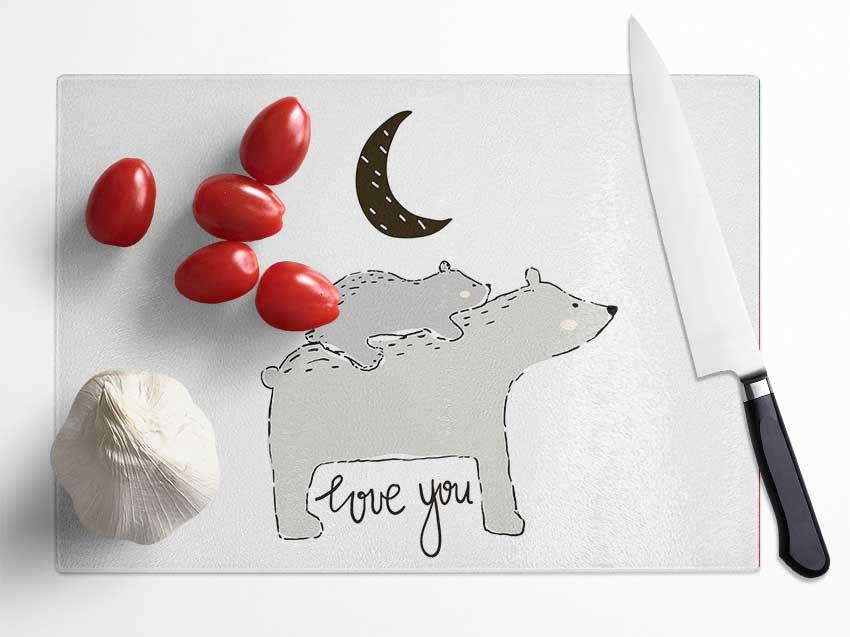 Bear Family Moon Glass Chopping Board