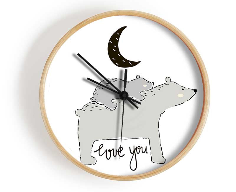 Bear Family Moon Clock - Wallart-Direct UK