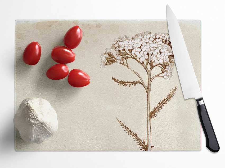 Floral Beauty Sepia Glass Chopping Board