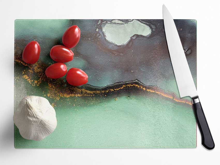 Green Marble Stone Glass Chopping Board