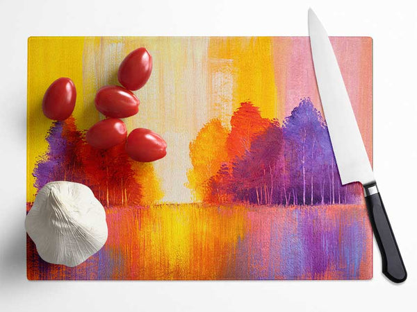 Streams Of Colour Forest Glass Chopping Board