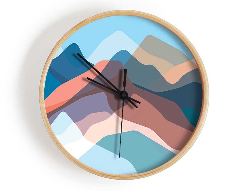 Modern Mountain Range Clock - Wallart-Direct UK