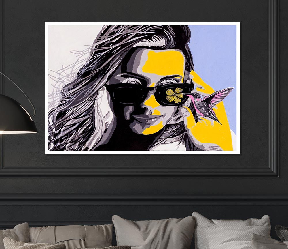 Woman Sunglasses Popart Print Poster Wall Art