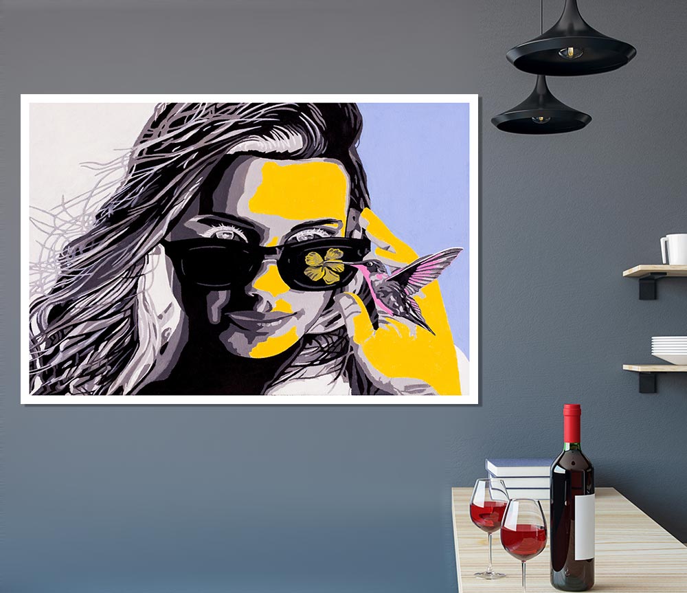 Woman Sunglasses Popart Print Poster Wall Art