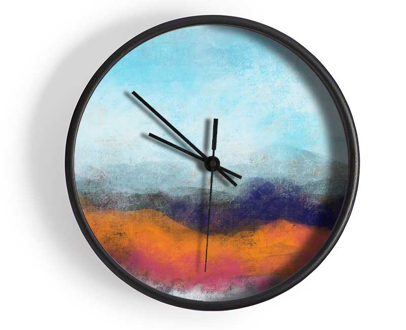 Rough Orange And Blue Clock - Wallart-Direct UK