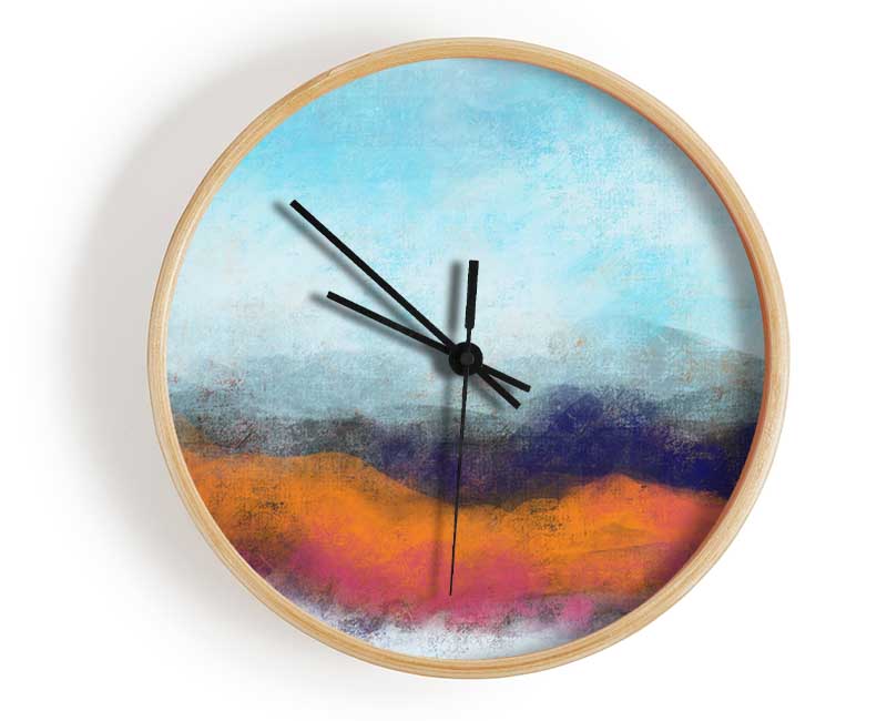 Rough Orange And Blue Clock - Wallart-Direct UK