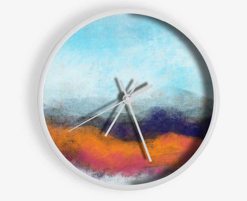 Rough Orange And Blue Clock - Wallart-Direct UK