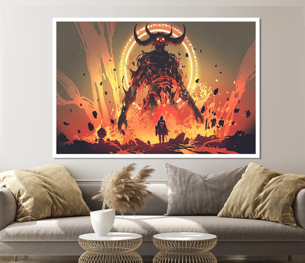 Demons Rise Above Warrior Print Poster Wall Art