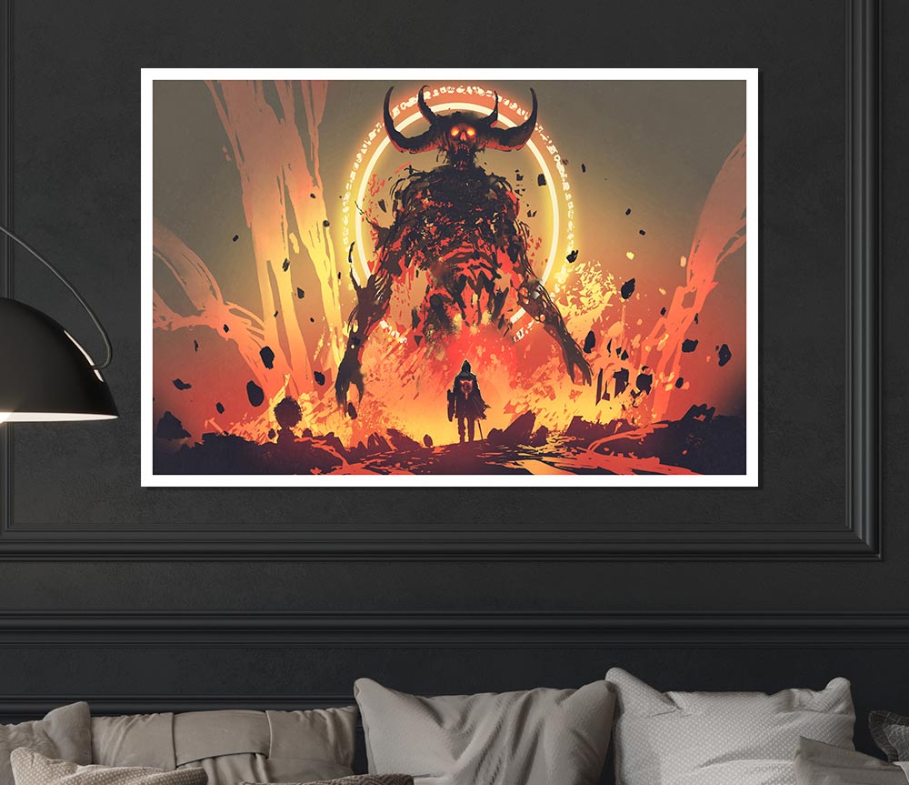 Demons Rise Above Warrior Print Poster Wall Art