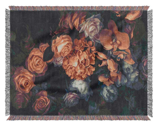 Autumn Coloure Flowers Woven Blanket