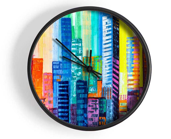 City Blocks Of Colour Clock - Wallart-Direct UK