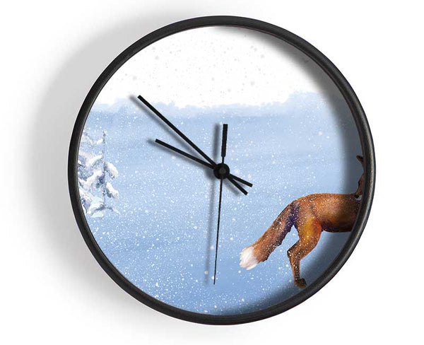 Fox In The Delicate Snow Clock - Wallart-Direct UK