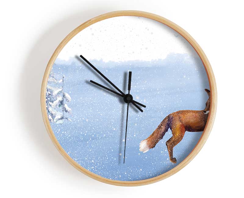 Fox In The Delicate Snow Clock - Wallart-Direct UK