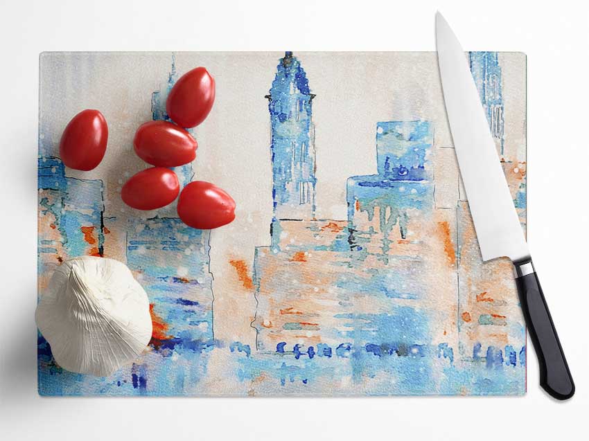 Hazy Streets Of New York Glass Chopping Board