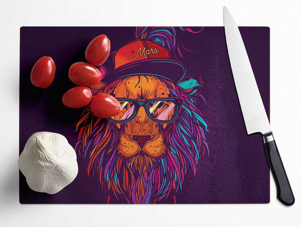 Lion Sunglasses Glass Chopping Board