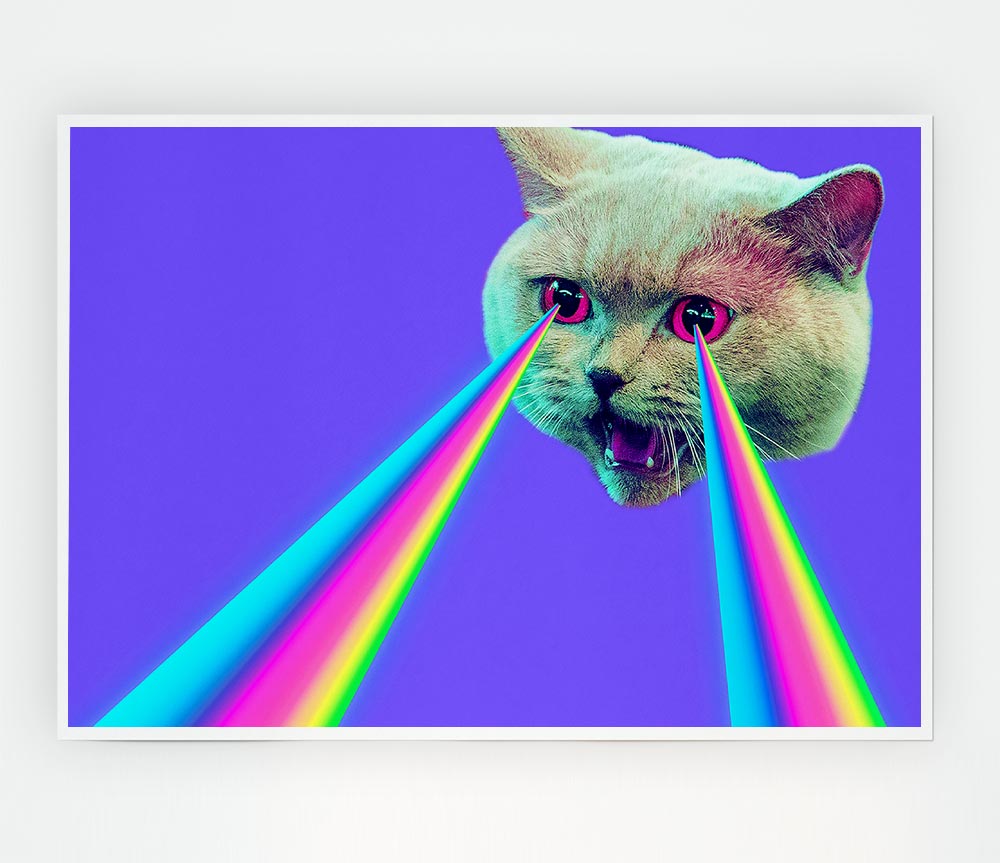 Cat Lazer Beam Print Poster Wall Art