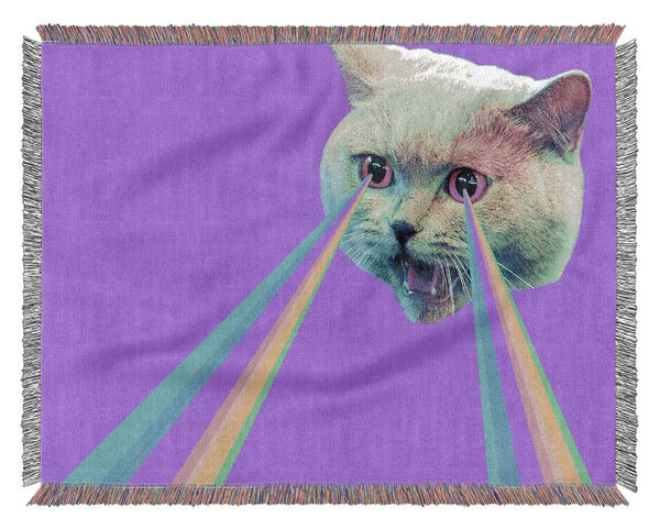 Cat Lazer Beam Woven Blanket