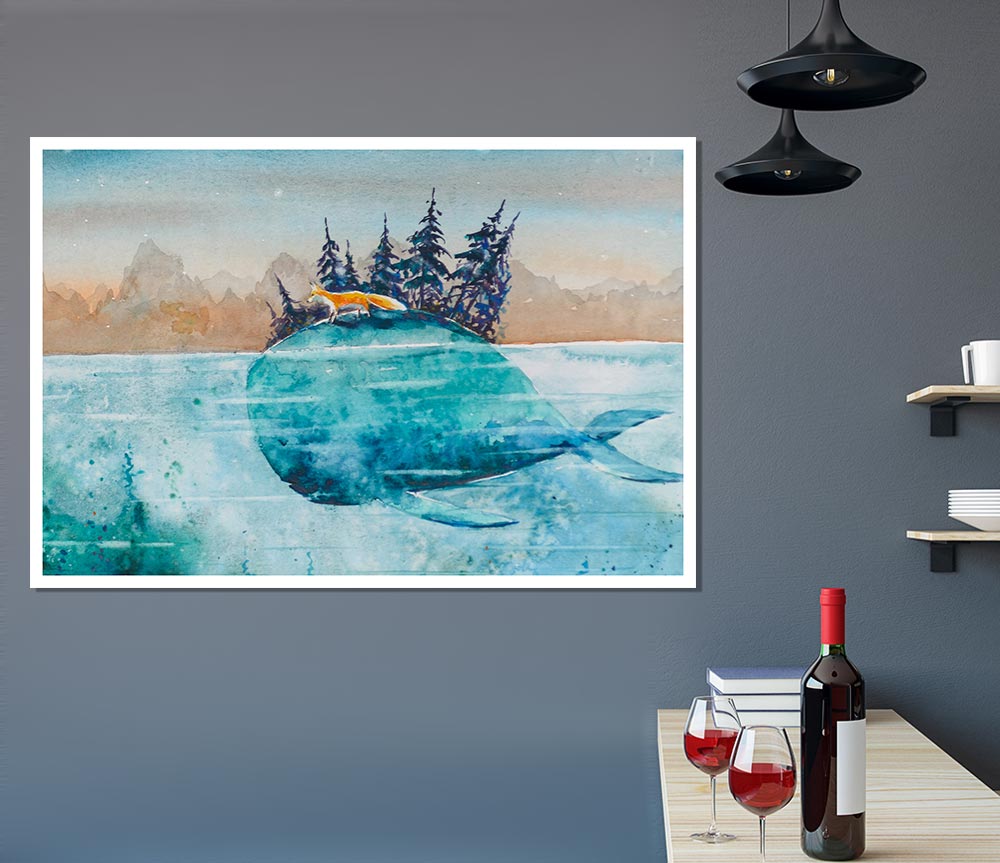 Whale Island Print Poster Wall Art