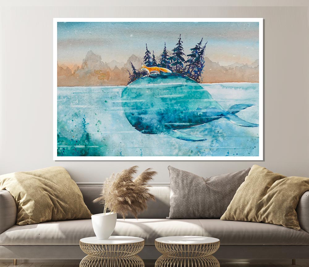 Whale Island Print Poster Wall Art