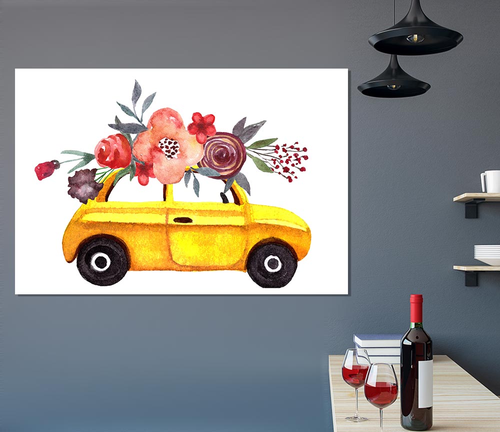 Cut Floral Car Print Poster Wall Art