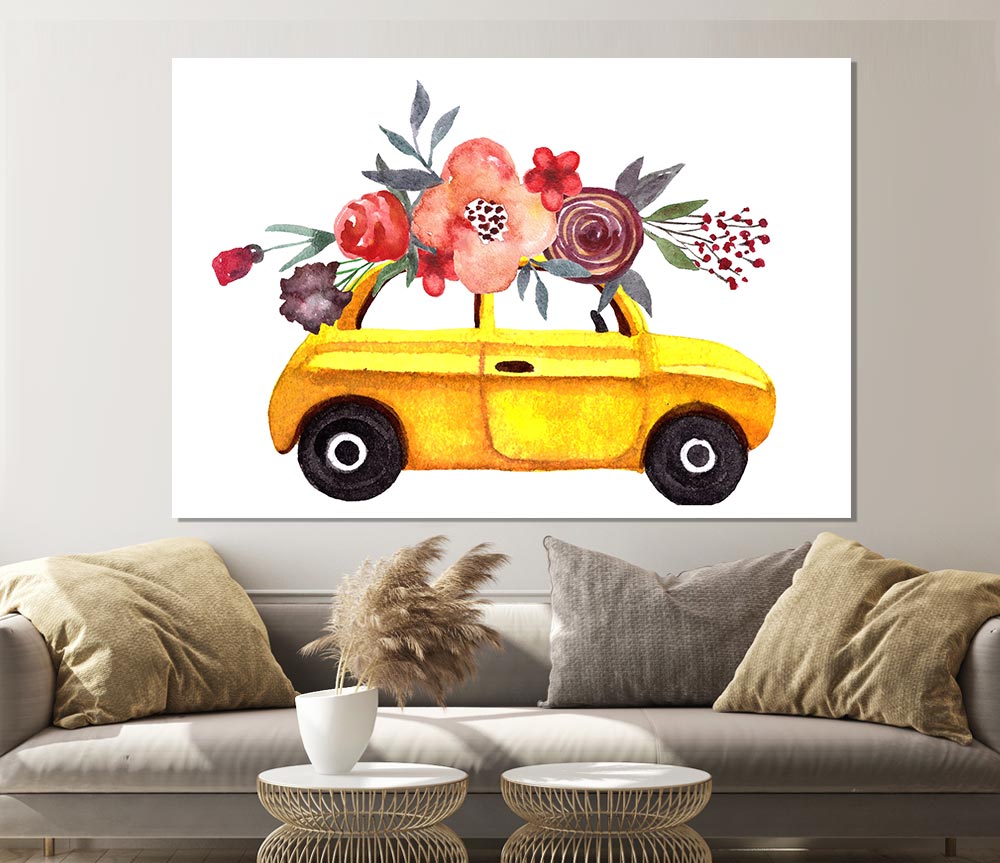 Cut Floral Car Print Poster Wall Art