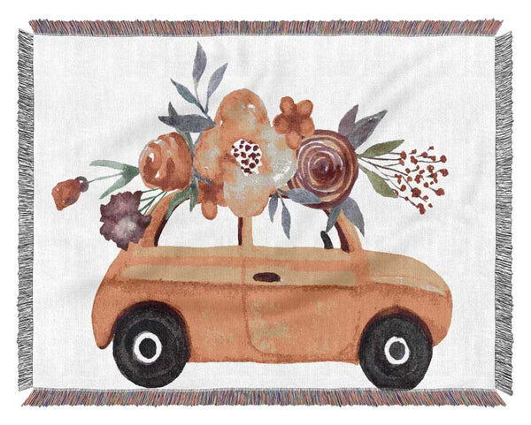 Cut Floral Car Woven Blanket