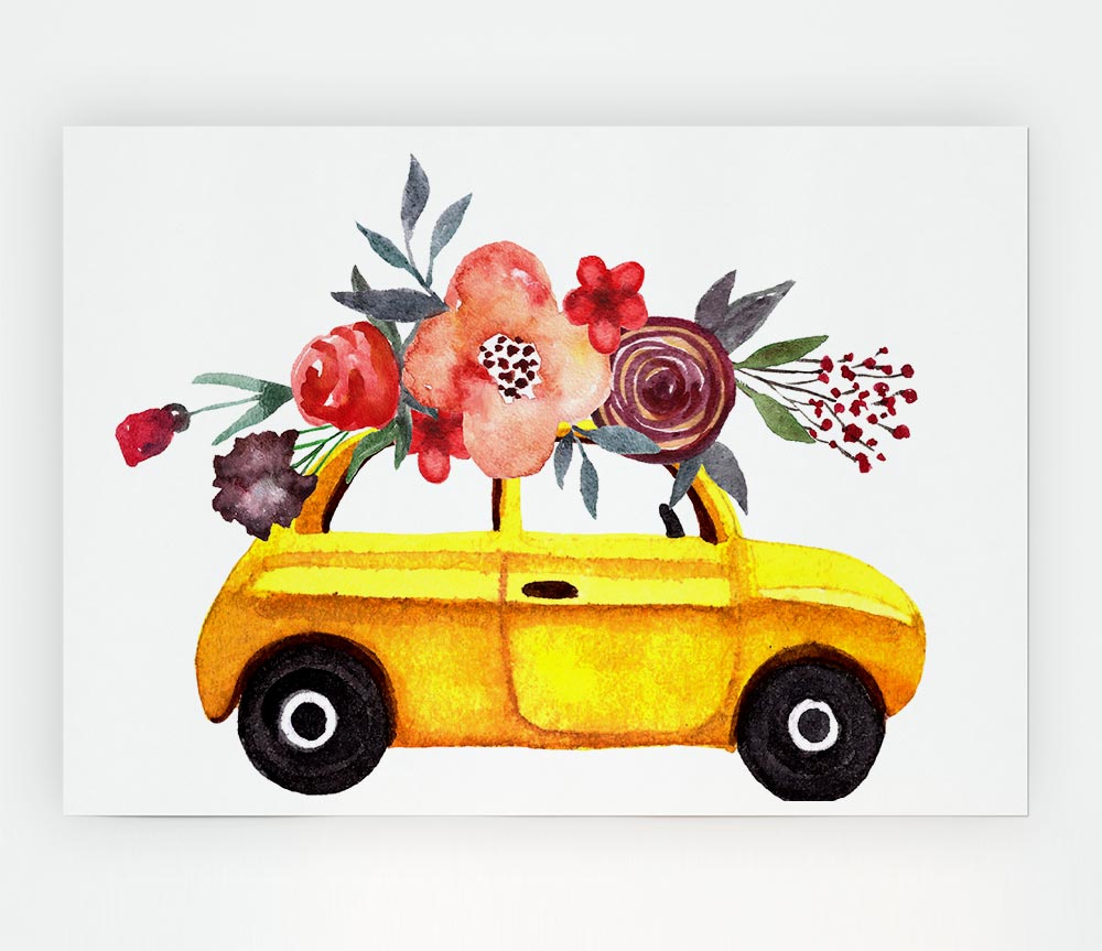 Cut Floral Car Print Poster Wall Art