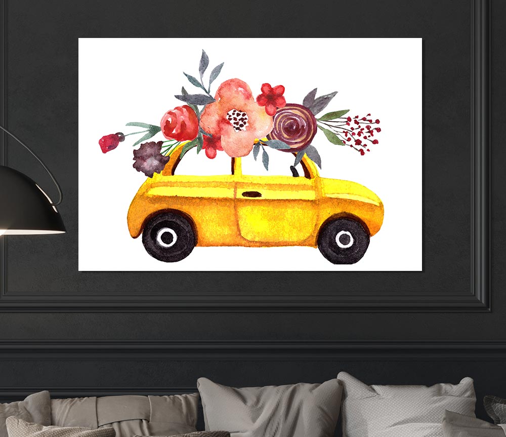 Cut Floral Car Print Poster Wall Art