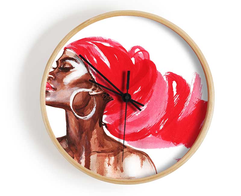 Red Head Scarf Clock - Wallart-Direct UK