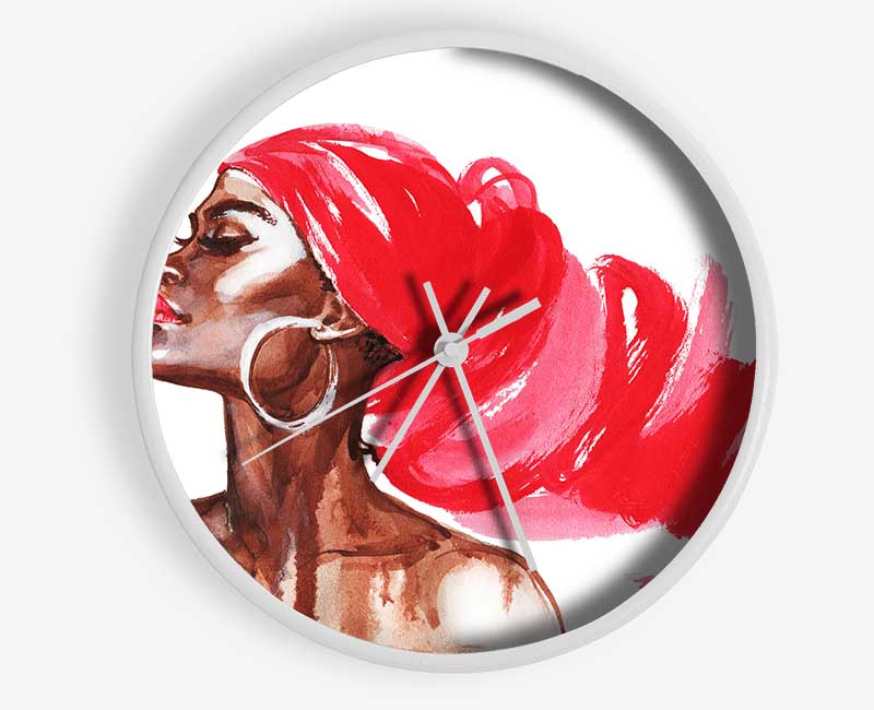 Red Head Scarf Clock - Wallart-Direct UK